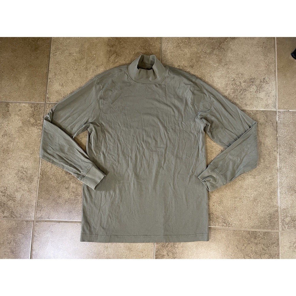 Lands End Mens Sz S Small Green Super-T Mock Neck Long-Sleeve T-Shirt
